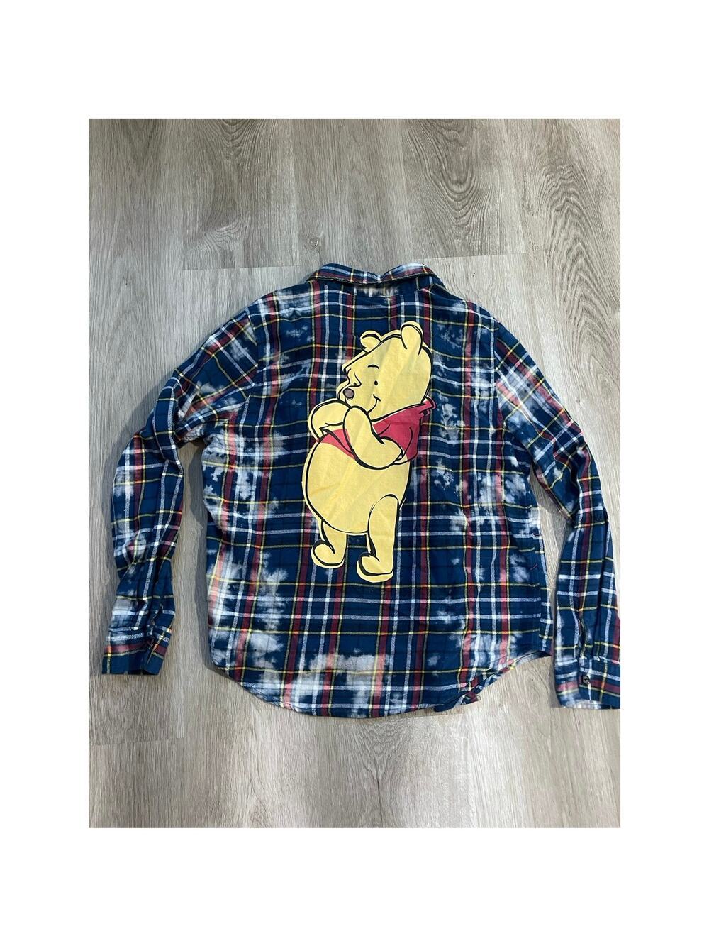Disney Winnie the Pooh Long Sleeve Button Down Cotton Flannel, Women’s Size XS